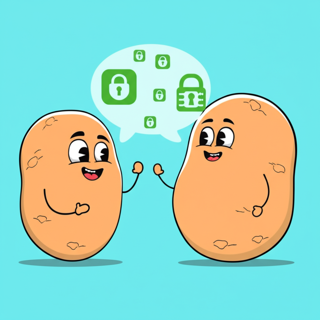 Two potatoes securely messaging each other